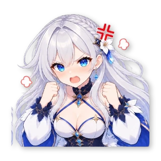 Шестнадцать стикеров из VTuber-модели: героиня та же, одежда — обычная уличная, по одной строчке в описании: стикер 10