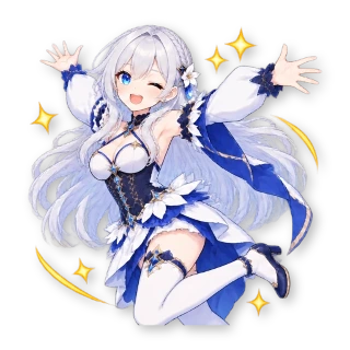 Шестнадцать стикеров из VTuber-модели: героиня та же, одежда — обычная уличная, по одной строчке в описании: стикер 16