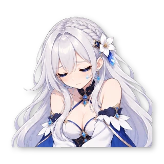 Шестнадцать стикеров из VTuber-модели: героиня та же, одежда — обычная уличная, по одной строчке в описании: стикер 7
