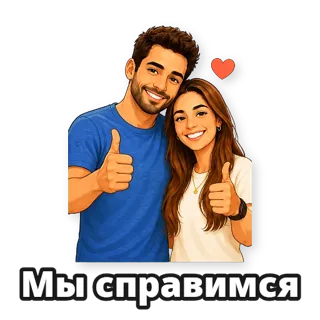 Пара: рисованный стиль: стикер 2