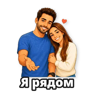 Пара: рисованный стиль: стикер 5